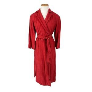 Linen Blend Midi Trench Coat Belted Double Breasted Medium Sensus